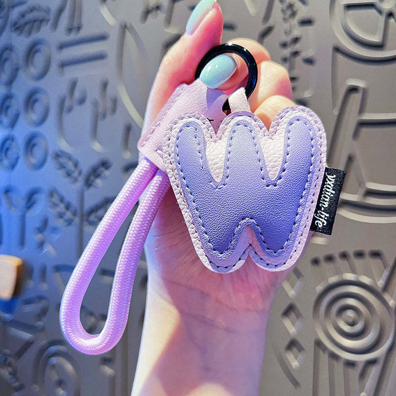 Creative Cartoon Leather 26 Letters Keychain