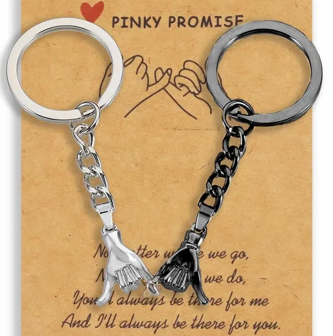 2-Piece Matching Pinky Promise Keychains for Couples in Love