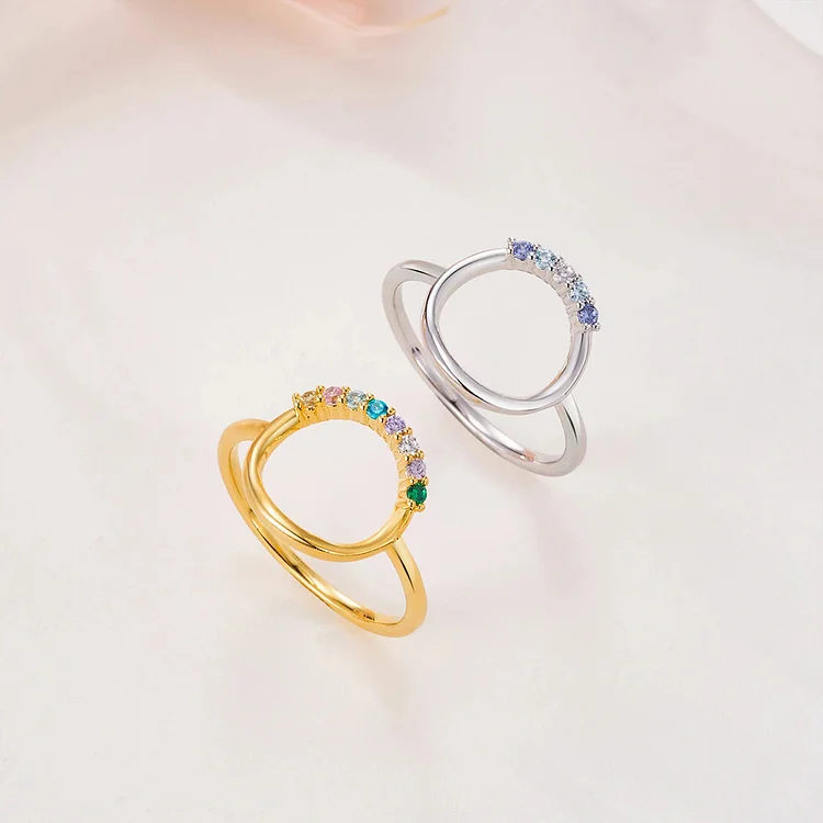 FOR MOM/GRANDMA - CUSTOMIZED 1-10 FAMILY BIRTHSTONES REUNION CIRCLE WOMEN RING