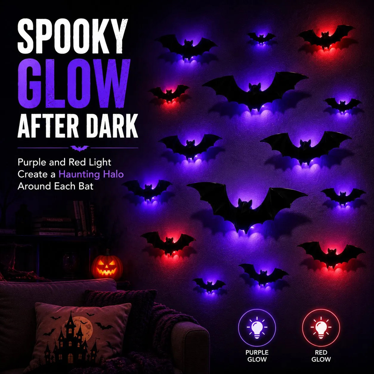 🎃Halloween Sale  45% OFF - 🦇3D Glowing Purple Bat Wall Decals