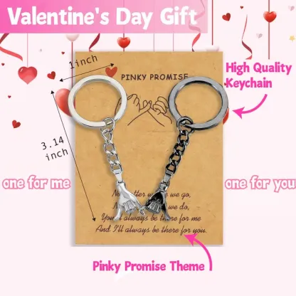 2-Piece Matching Pinky Promise Keychains for Couples in Love