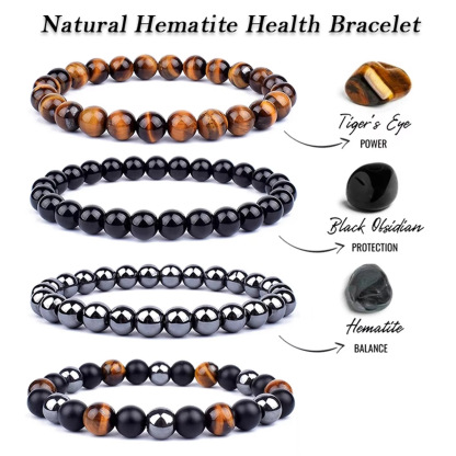 🖤Triple Protection Set : Obsidian, Hematite & Tiger’s Eye Ensemble Bracelet