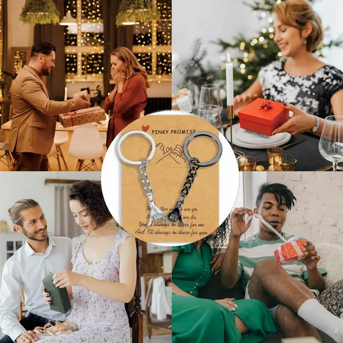 2-Piece Matching Pinky Promise Keychains for Couples in Love