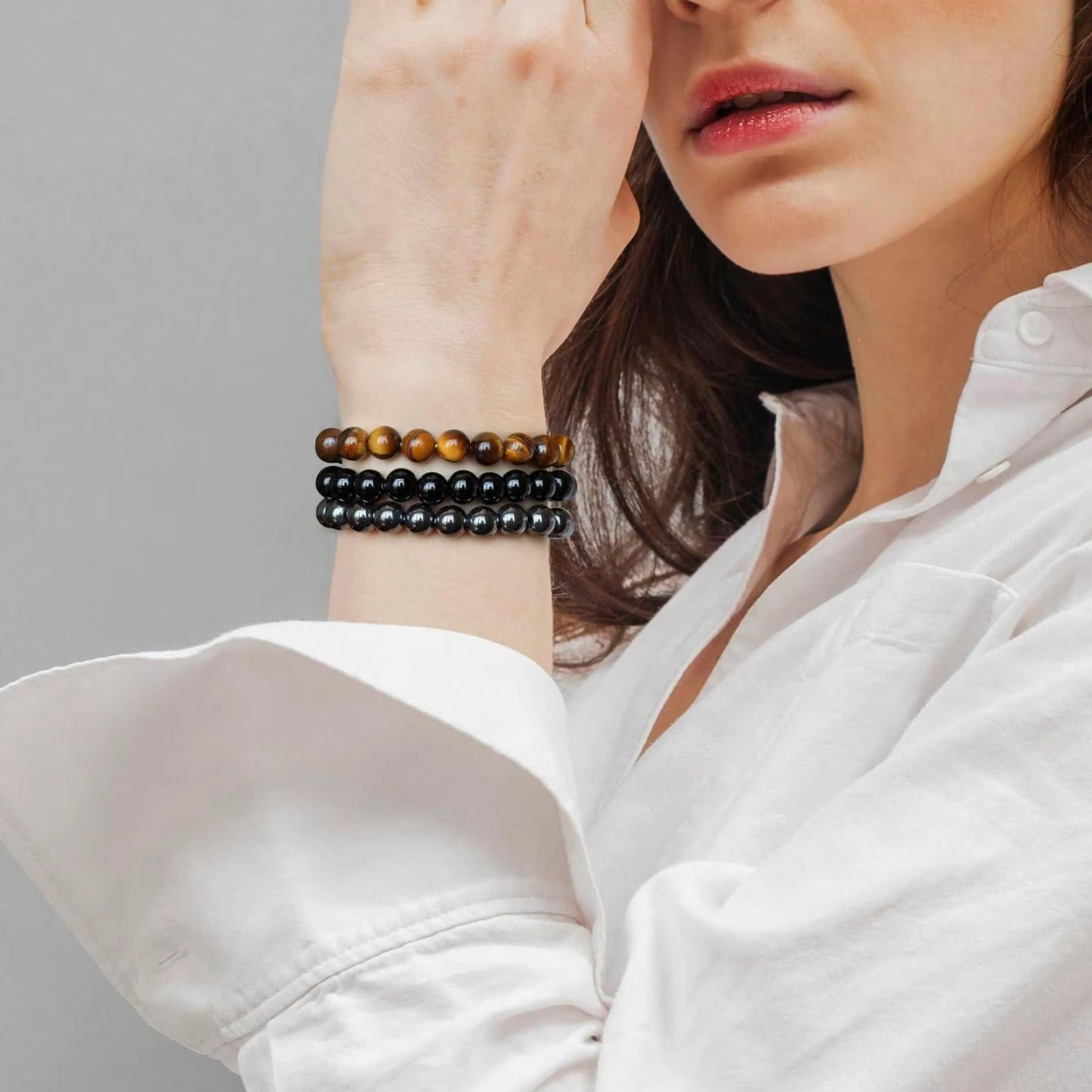 🖤Triple Protection Set : Obsidian, Hematite & Tiger’s Eye Ensemble Bracelet