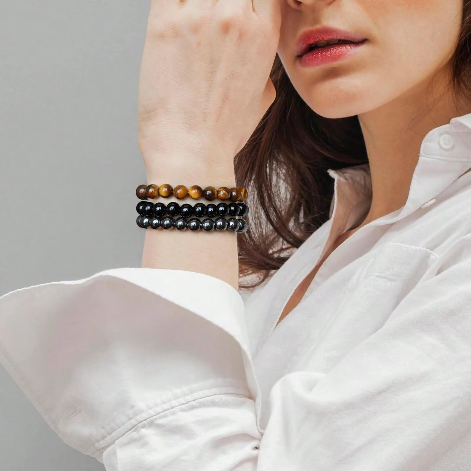 🖤Triple Protection Set : Obsidian, Hematite & Tiger’s Eye Ensemble Bracelet