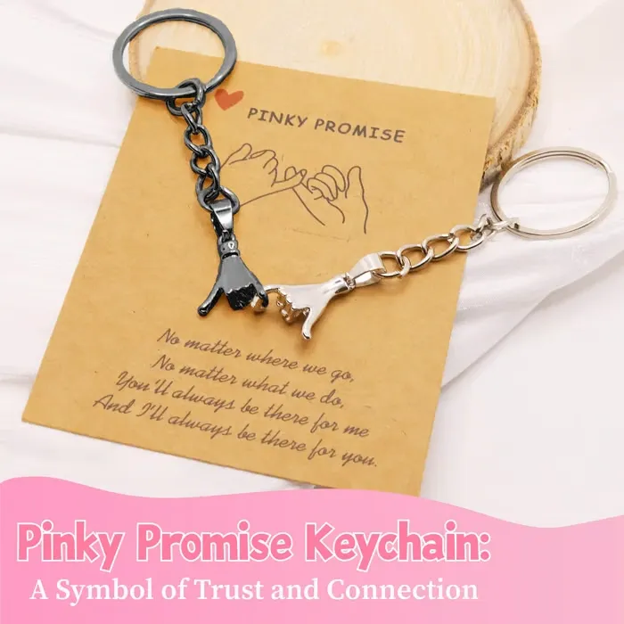 2-Piece Matching Pinky Promise Keychains for Couples in Love