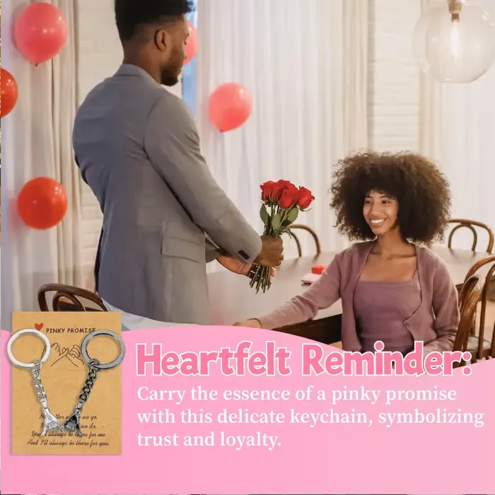 2-Piece Matching Pinky Promise Keychains for Couples in Love