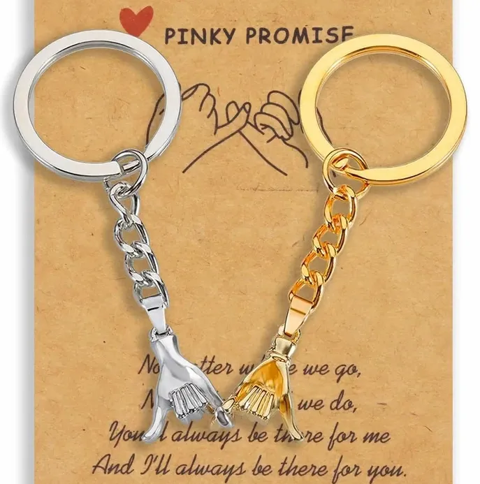 2-Piece Matching Pinky Promise Keychains for Couples in Love