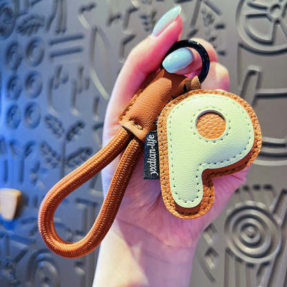 Creative Cartoon Leather 26 Letters Keychain