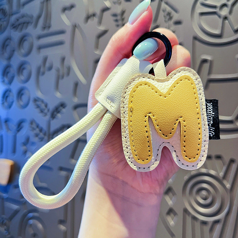 Creative Cartoon Leather 26 Letters Keychain