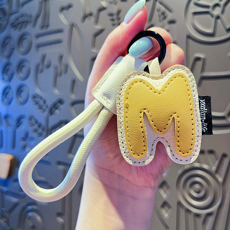 Creative Cartoon Leather 26 Letters Keychain