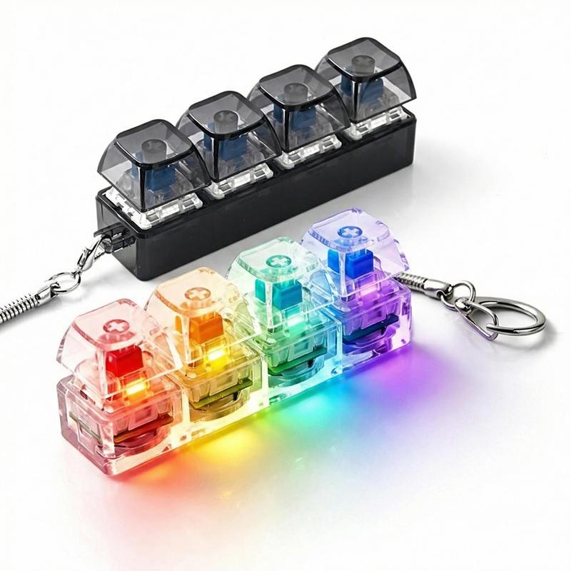 Mini Mechanical Keyboard Clicker Keychain with RGB LED Lights
