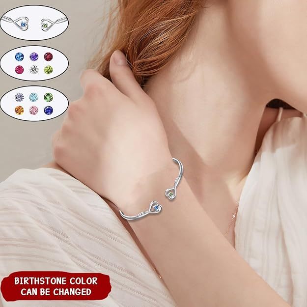 For Best Friend - You're My Favorite Bitch Double Hearts Custom Birthstones Bracelet