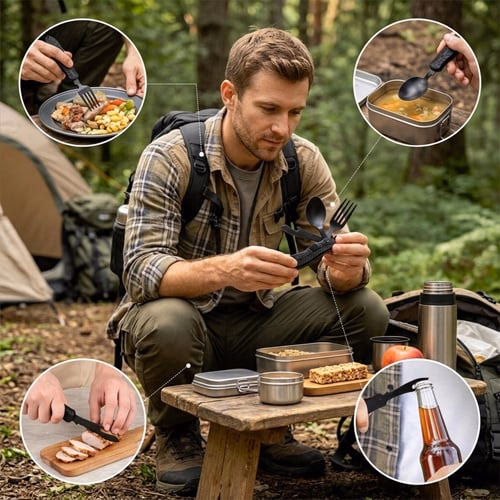 Multifunctional Folding Fork & Spoon Set