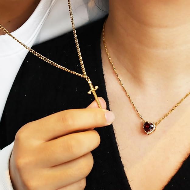 🏆Flash Sale⚡50K+ SOLD! 🖤Gothic Heart & Sword Necklace  