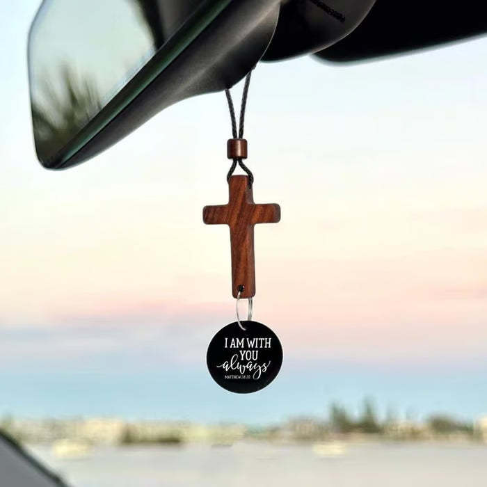 ✝️Bible Verse Car Rearview Hanging Cross Ornament - Scan for a Bible V