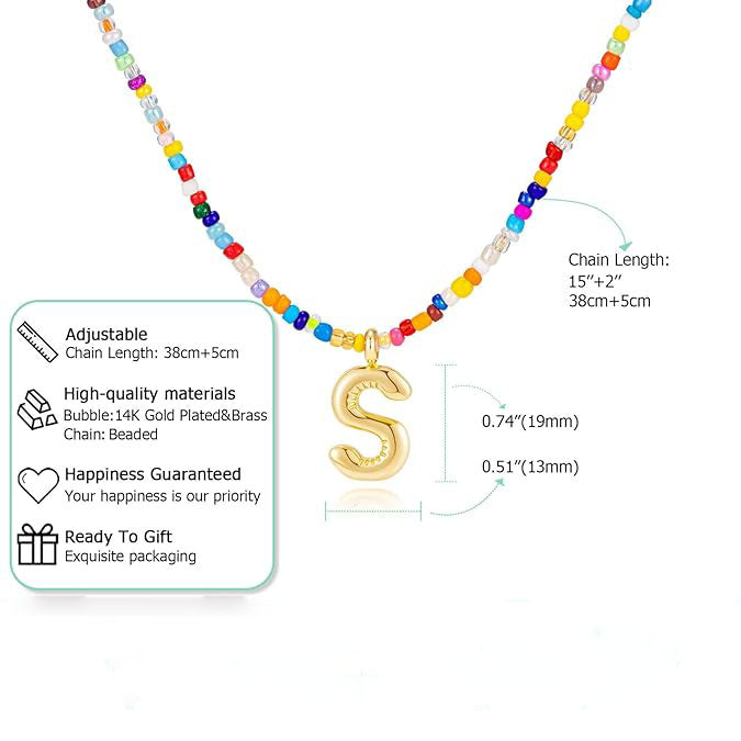 🌈 Letter Beaded Necklace for Women