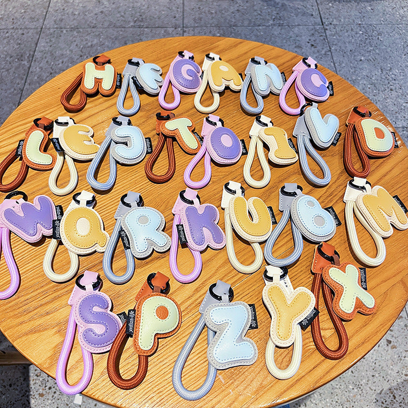 Creative Cartoon Leather 26 Letters Keychain