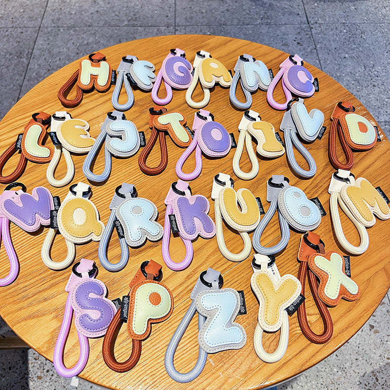 Creative Cartoon Leather 26 Letters Keychain