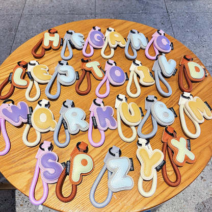 Creative Cartoon Leather 26 Letters Keychain