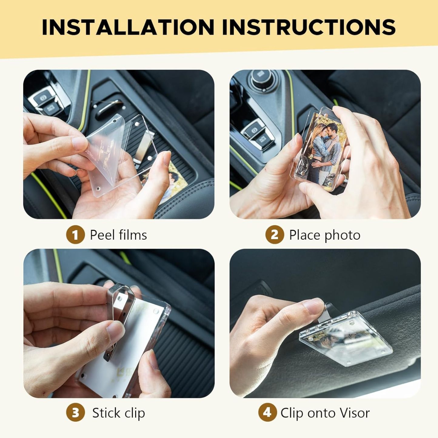 Magnetic Car Sun Visor Photo Clips 2-Pack