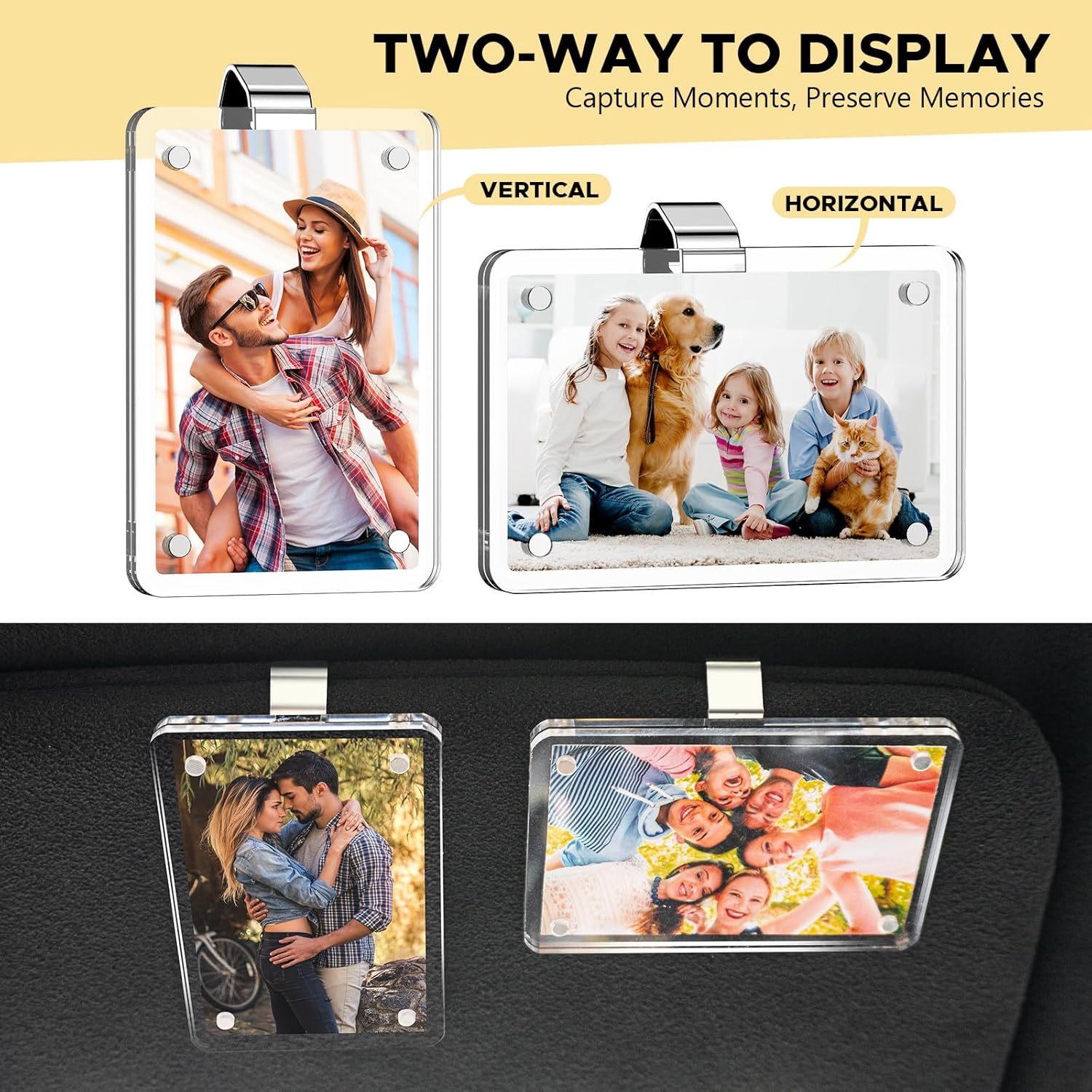 Magnetic Car Sun Visor Photo Clips 2-Pack