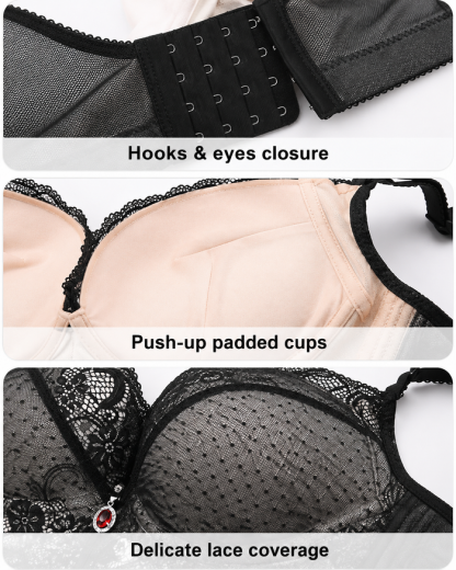 Women's Underwire Padded Push Up Lace Bras