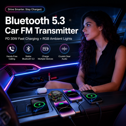 20W USB-C Bluetooth 5.3 FM Transmitter Car Charger