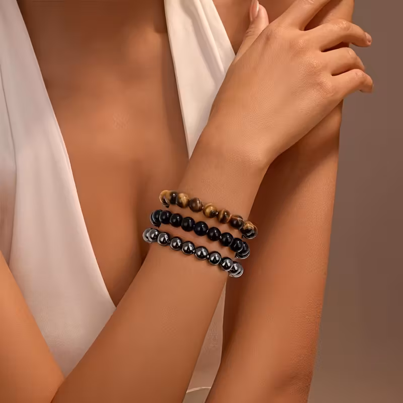 🖤Triple Protection Set : Obsidian, Hematite & Tiger’s Eye Ensemble Bracelet