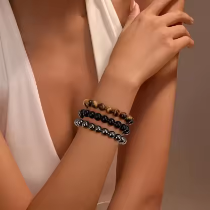 🖤Triple Protection Set : Obsidian, Hematite & Tiger’s Eye Ensemble Bracelet