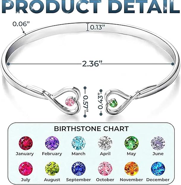 For Best Friend - You're My Favorite Bitch Double Hearts Custom Birthstones Bracelet