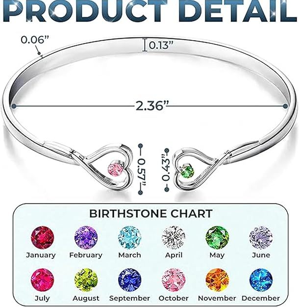 For Best Friend - You're My Favorite Bitch Double Hearts Custom Birthstones Bracelet