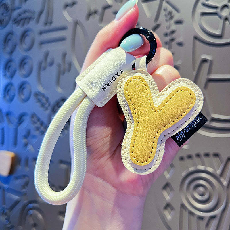Creative Cartoon Leather 26 Letters Keychain