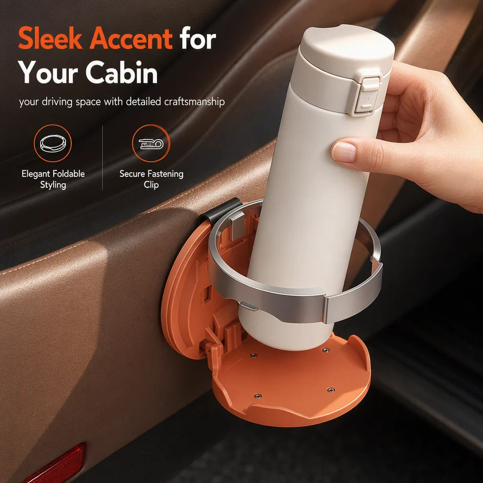 🚗 Universal Foldable Car Cup Holder – Space-Saving Drink & Phone Holder