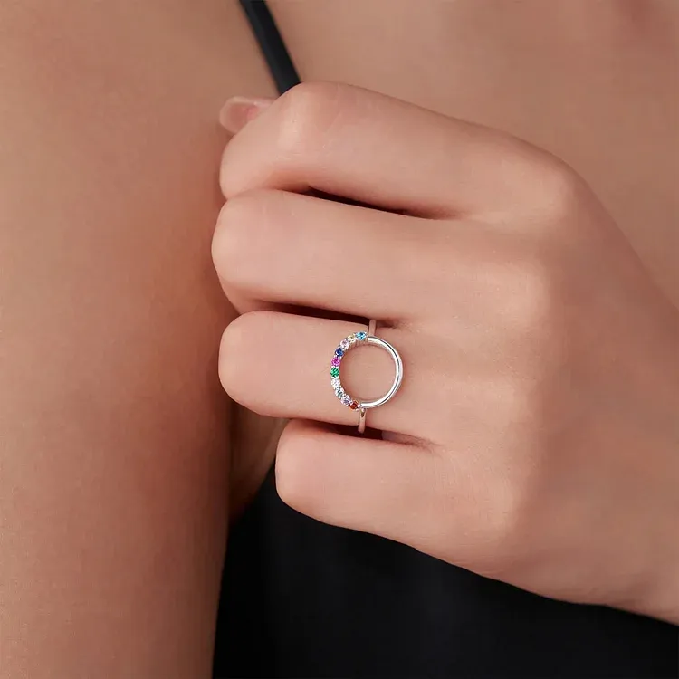 FOR MOM/GRANDMA - CUSTOMIZED 1-10 FAMILY BIRTHSTONES REUNION CIRCLE WOMEN RING