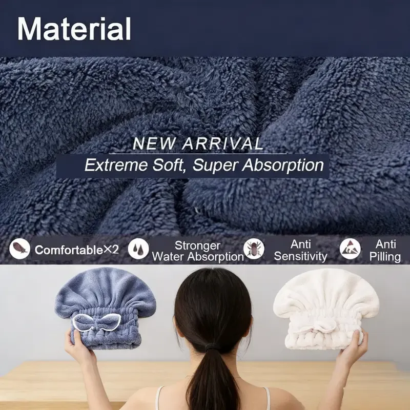 🔥3-Pack & Ultra-Plush Anti-Frizz Hair Towel Caps