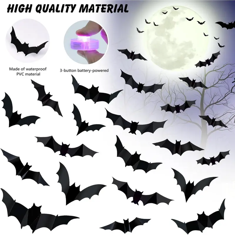 🎃Halloween Sale  45% OFF - 🦇3D Glowing Purple Bat Wall Decals