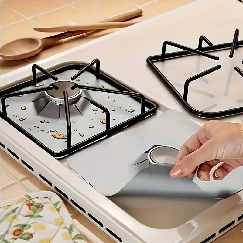 Never Clean Your Stovetop Again: 4-Pack Non-Stick Stove Burner Covers