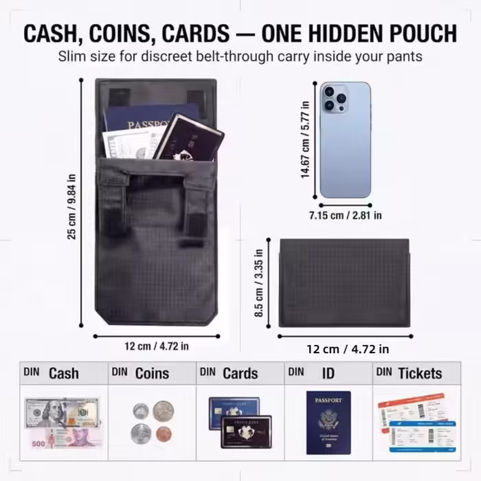 🔒 DISCREET TRAVEL ESSENTIAL | Hidden Belt Pouch – Under-Clothing Passport, Cash & Card Organizer