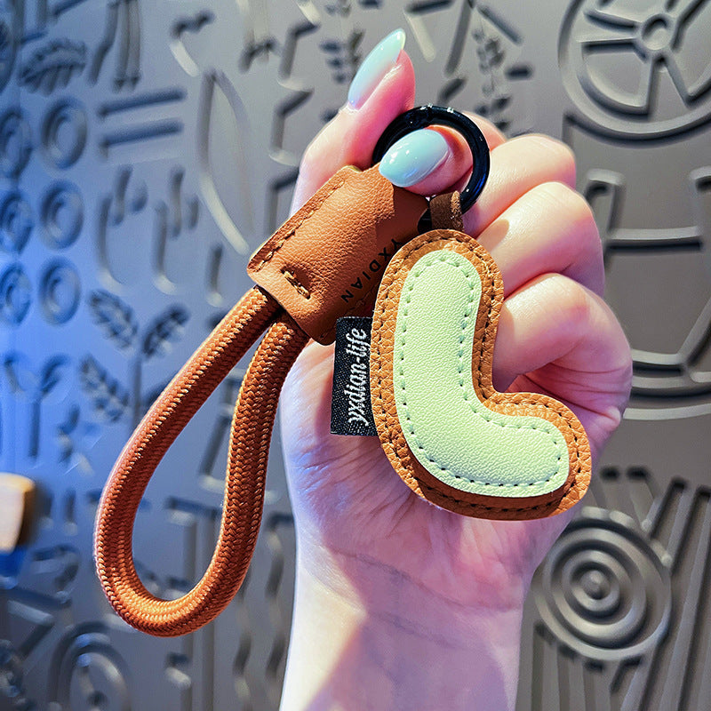 Creative Cartoon Leather 26 Letters Keychain