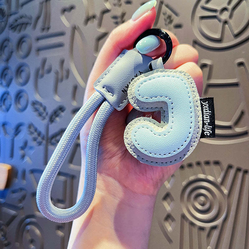 Creative Cartoon Leather 26 Letters Keychain