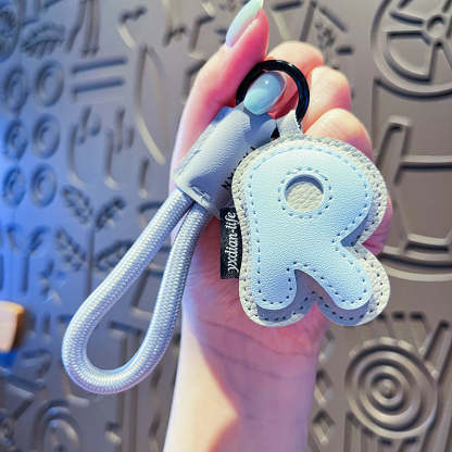 Creative Cartoon Leather 26 Letters Keychain