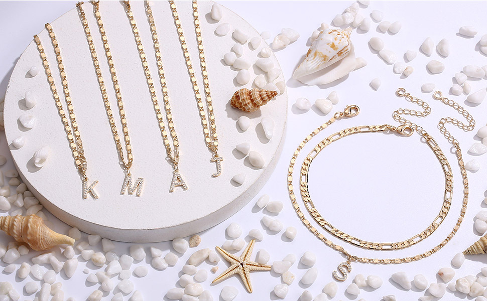 【LAST DAY 48% OFF】2 Pack - Initial Letter Pendant Anklets Set