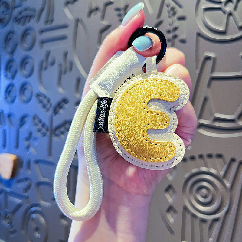 Creative Cartoon Leather 26 Letters Keychain