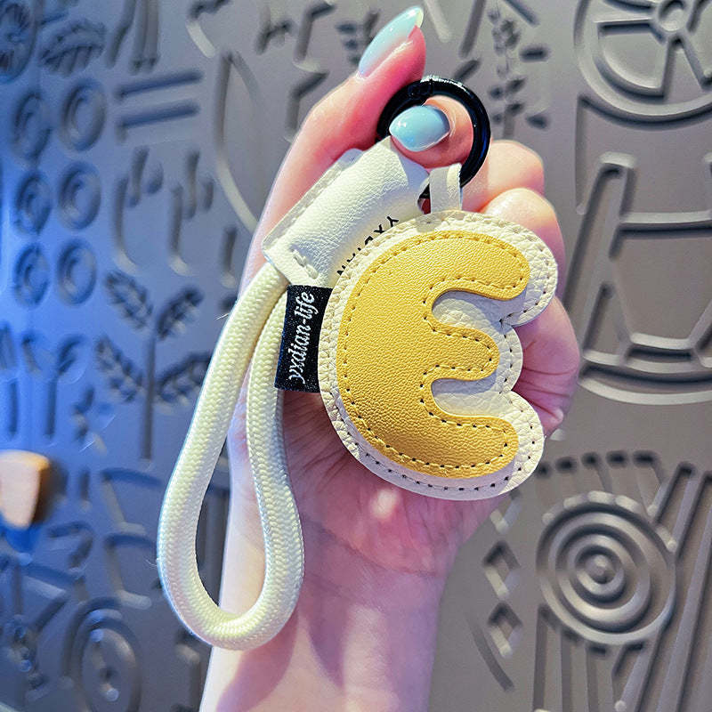 Creative Cartoon Leather 26 Letters Keychain