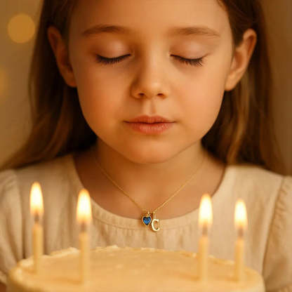 Initial Necklace with Heart Birthstone – Custom Handcrafted Jewellery