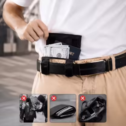 🔒 DISCREET TRAVEL ESSENTIAL | Hidden Belt Pouch – Under-Clothing Passport, Cash & Card Organizer