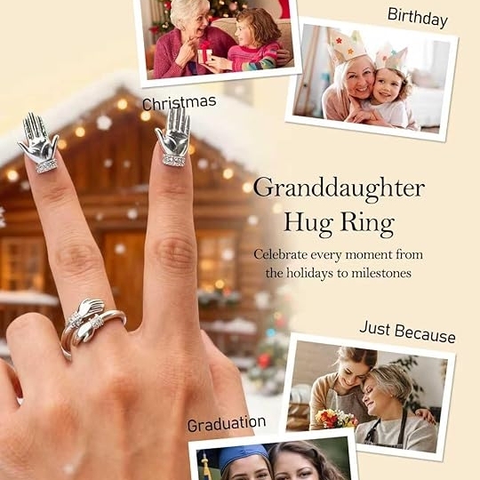 FOR GRANDDAUGHTER - ALWAYS KEEP ME IN YOUR HEART CUSTOM BIRTHSTONE HUG ADJUSTABLE RING