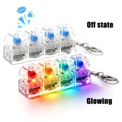 Mini Mechanical Keyboard Clicker Keychain with RGB LED Lights