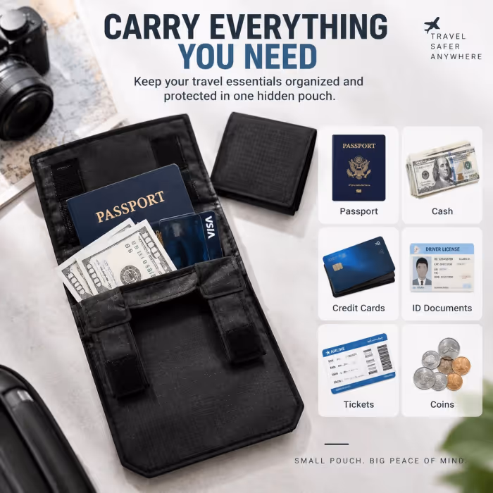 🔒 DISCREET TRAVEL ESSENTIAL | Hidden Belt Pouch – Under-Clothing Passport, Cash & Card Organizer